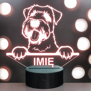Lampka Nocna LED Soft Coated Wheaten Terrier Rasa Psa z Imieniem na Prezent