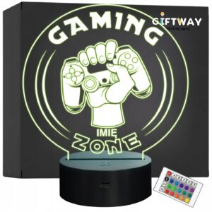 Lampka Nocna LED Gaming Zone 3D Prezent dla Gracza na Prezent