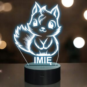 Lampka Nocna LED Z Imieniem Słodka Wiewiórka dla Dzieci na Prezent Grawer