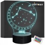 Lampka Nocna LED Baran Znak Zodiaku Horoskop z Imieniem Prezent Grawer