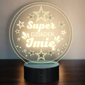 Lampka Nocna LED Statuetka Super Dziadek Rodzina na Prezent Grawer