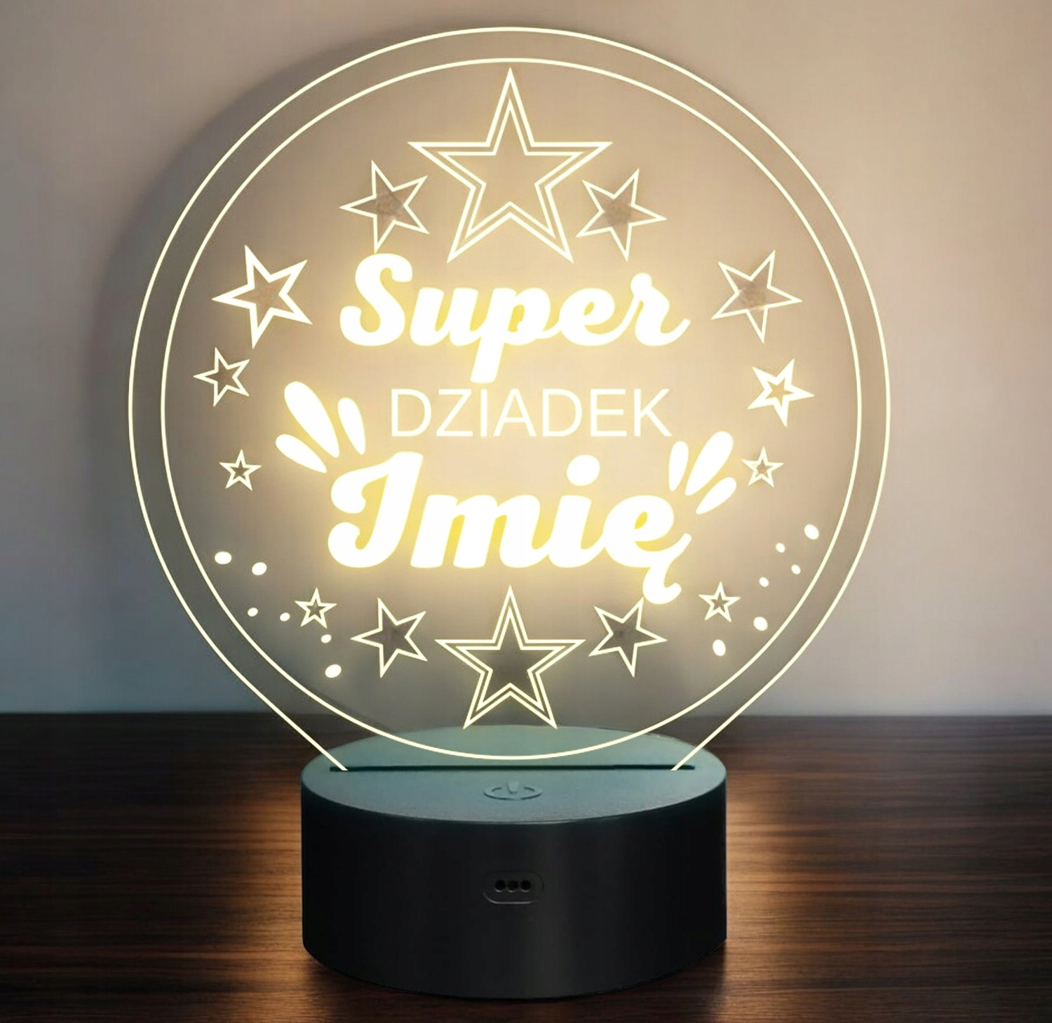 Lampka Nocna LED Statuetka Super Dziadek Rodzina na Prezent Grawer Lampka Nocna LED Statuetka Super Dziadek Rodzina na Prezent Grawer