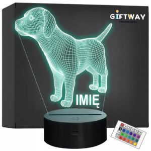 Lampka Nocna LED Pies Iluzja Z Imieniem Grawer na Prezent