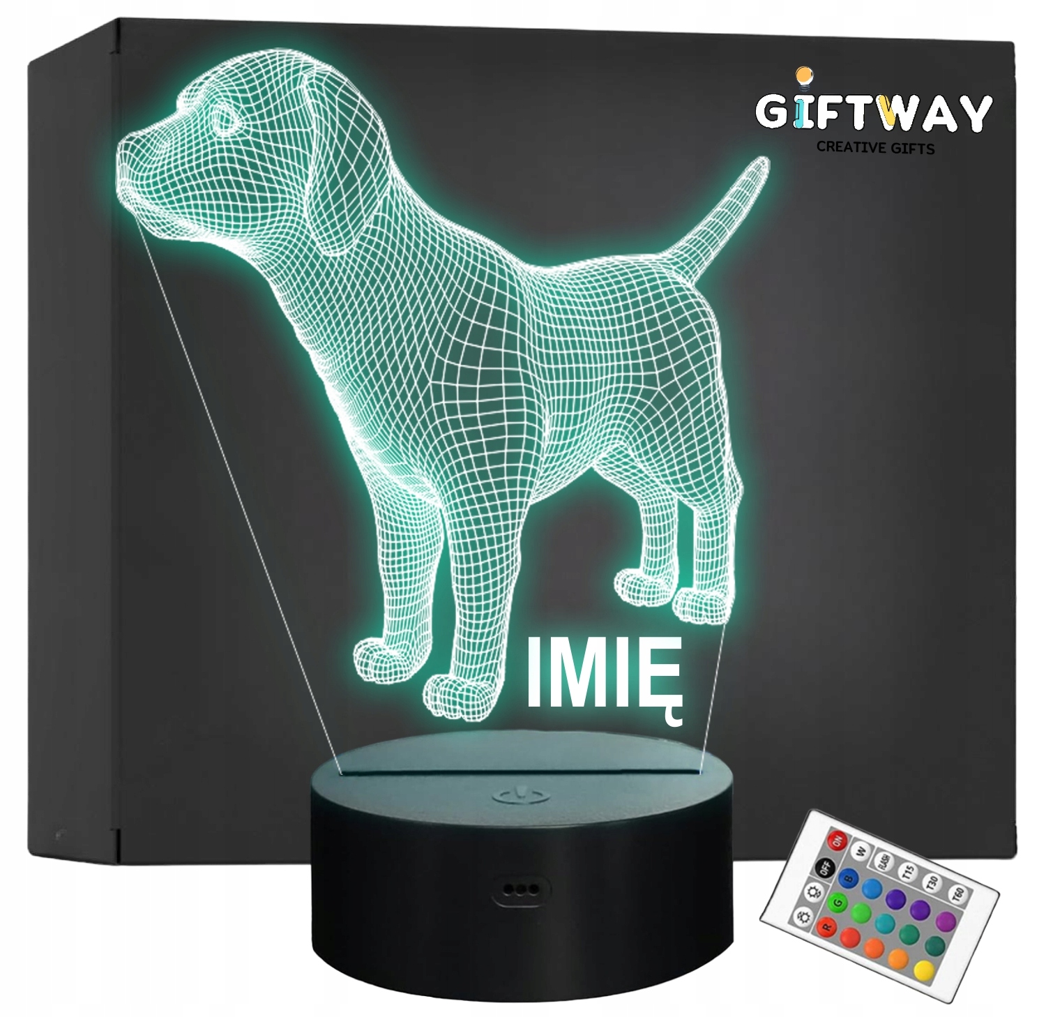 Lampka Nocna LED Pies Iluzja Z Imieniem Grawer na Prezent Lampka Nocna LED Pies Iluzja Z Imieniem Grawer na Prezent