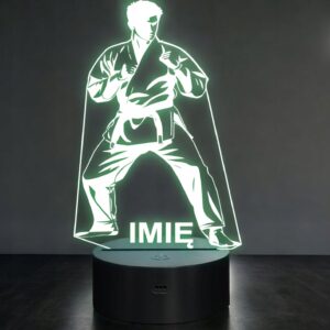 Lampka Nocna LED Z Imieniem Grawer Karate Sport na Prezent v.1