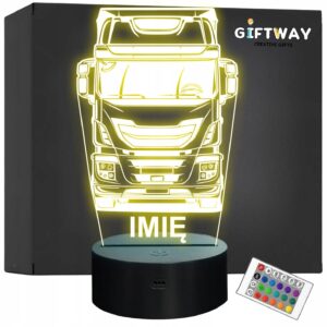 Lampka Nocna LED Imię Statuetka Ciężarówka Tir na Prezent Grawer v.3