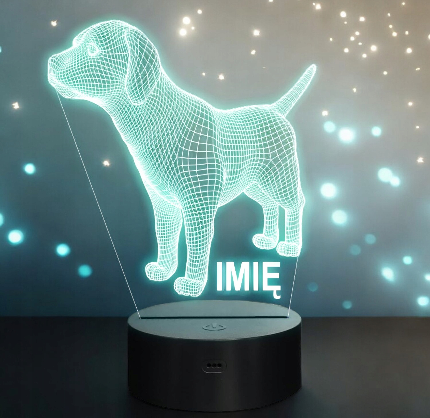 Lampka Nocna LED Pies Iluzja Z Imieniem Grawer na Prezent Lampka Nocna LED Pies Iluzja Z Imieniem Grawer na Prezent