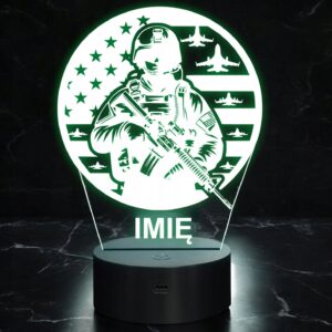 Lampka Nocna LED Statuetka Żołnierz Wojskowy Zawód na Prezent Grawer v.2