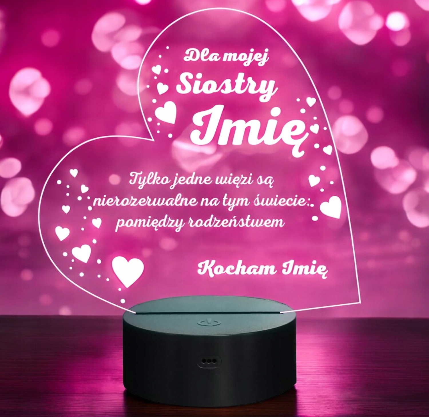 Lampka Nocna LED Statuetka Pamiątka dla Siostry Rodzeństwa Prezent Grawer Lampka Nocna LED Statuetka Pamiątka dla Siostry Rodzeństwa Prezent Grawer