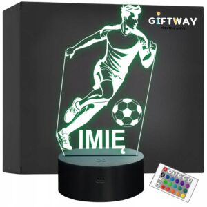 Lampka Nocna LED Z Imieniem Grawer Piłkarz Piłka Nożna Sport na Prezent