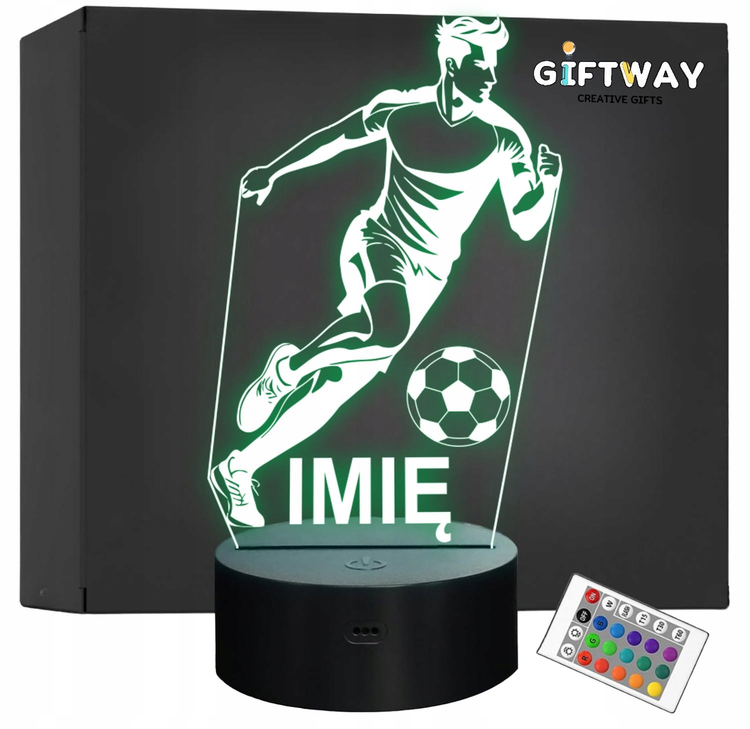 Lampka Nocna LED Z Imieniem Grawer Piłkarz Piłka Nożna Sport na Prezent Lampka Nocna LED Z Imieniem Grawer Piłkarz Piłka Nożna Sport na Prezent