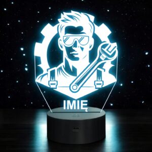 Lampka Nocna LED Statuetka Mechanik Samochodowy Zawód na Prezent Grawer v.1