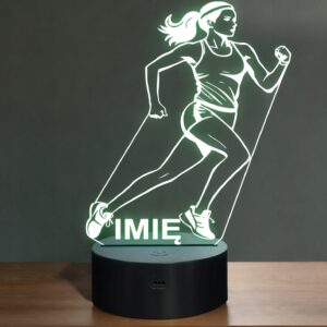 Lampka Nocna LED Z Imieniem Grawer Biegaczka Jogging Sport na Prezent v.1
