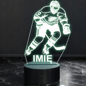 Lampka Nocna LED Z Imieniem Grawer Hokej Sport na Prezent