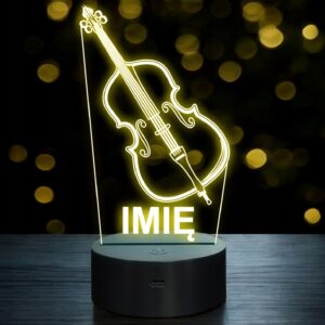 Lampka Nocna LED Imię Statuetka Kontrabas Instrument na Prezent Grawer