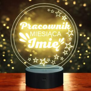 Lampka Nocna LED Statuetka Super Pracownik Miesiąca Praca na Prezent Grawer