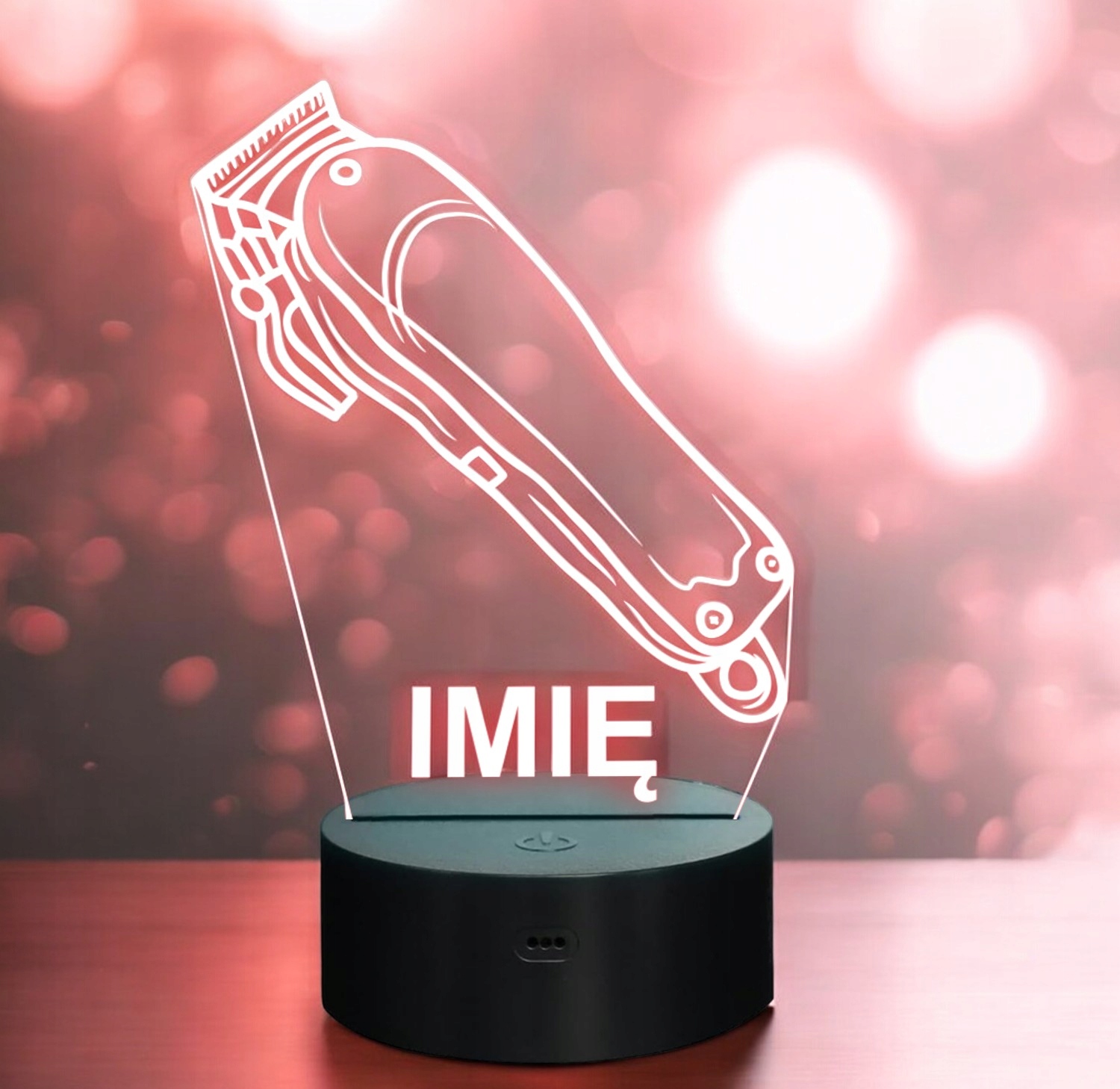 Lampka Nocna LED Imię Statuetka Maszynka Fryzjerska Barber Prezent Grawer 2 Lampka Nocna LED Imię Statuetka Maszynka Fryzjerska Barber Prezent Grawer 2