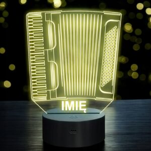 Lampka Nocna LED Imię Statuetka Akordeon Muzyka Instrument Prezent Grawer