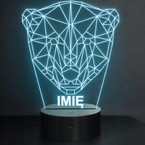 Lampka Nocna LED 3D Z Imieniem Grawer Niedźwiedź Niedźwiadek na Prezent