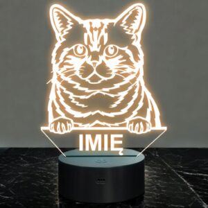 Lampka Nocna LED Brazilian Shorthair Rasa Kota z Imieniem na Prezent
