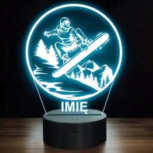 Lampka Nocna LED Statuetka Sporty Zimowe Snowboard na Prezent Grawer v.3