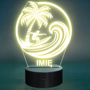 Lampka Nocna LED Statuetka Surfing Sporty Wodne Palma na Prezent Grawer v.2