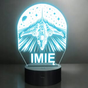 Lampka Nocna LED Imię Statek Kosmiczny na Prezent Grawer v.1