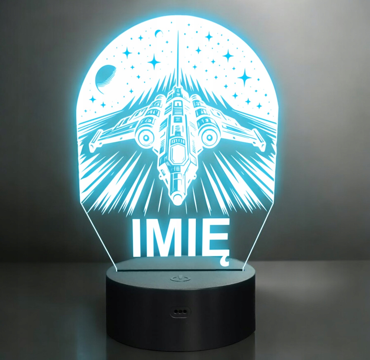 Lampka Nocna LED Imię Statek Kosmiczny na Prezent Grawer v.1 Lampka Nocna LED Imię Statek Kosmiczny na Prezent Grawer v.1