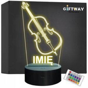 Lampka Nocna LED Imię Statuetka Kontrabas Instrument na Prezent Grawer