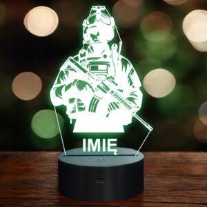 Lampka Nocna LED Statuetka Żołnierz Wojskowy Zawód na Prezent Grawer v.3