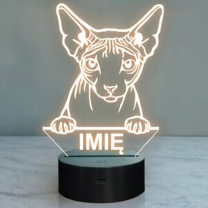 Lampka Nocna LED Devon Rex Rasa Kota z Imieniem na Prezent