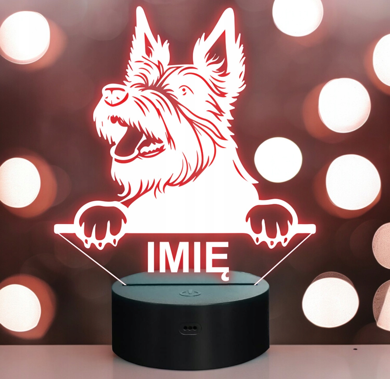 Lampka Nocna LED Terrier Szkocki Rasa Psa z Imieniem na Prezent Lampka Nocna LED Terrier Szkocki Rasa Psa z Imieniem na Prezent