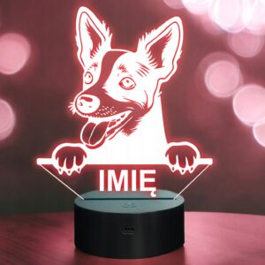 Lampka Nocna LED Rat terrier Rasa Psa z Imieniem na Prezent