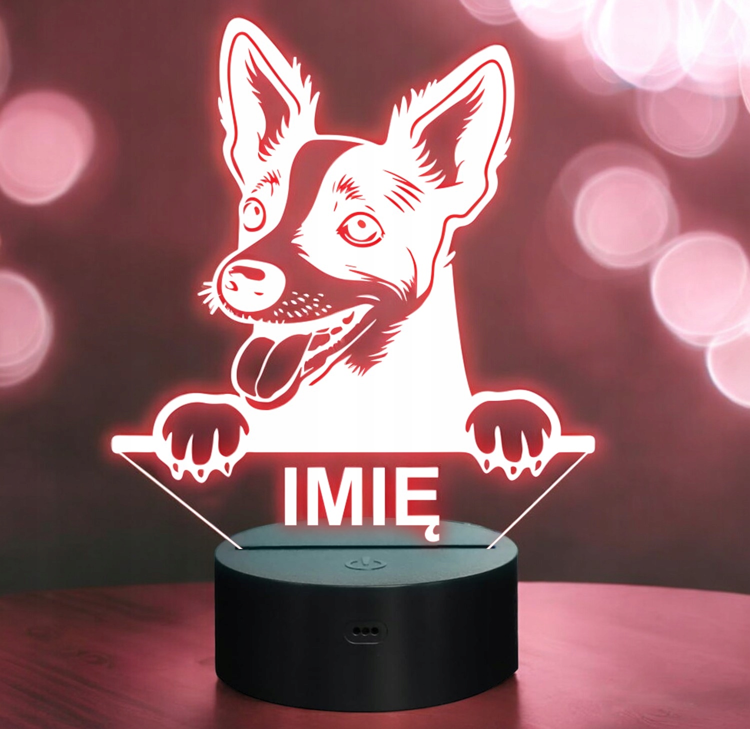 Lampka Nocna LED Rat terrier Rasa Psa z Imieniem na Prezent Lampka Nocna LED Rat terrier Rasa Psa z Imieniem na Prezent