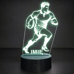 Lampka Nocna LED Z Imieniem Grawer Gracz Rugby Sport na Prezent v.2