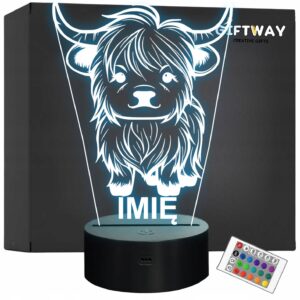 Lampka Nocna LED Z Imieniem Słodki Byk dla Dzieci na Prezent v.3