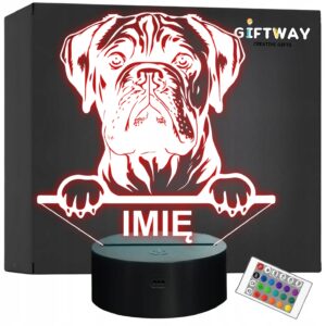 Lampka Nocna LED Bullmastiff Rasa Psa z Imieniem na Prezent