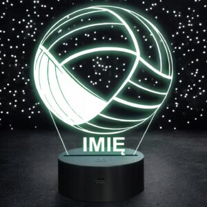 Lampka Nocna LED Z Imieniem Grawer Piłka do Siatkówki Sport na Prezent