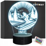 Lampka Nocna LED Statuetka Sporty Zimowe Narty Narciarz Prezent Grawer v.4