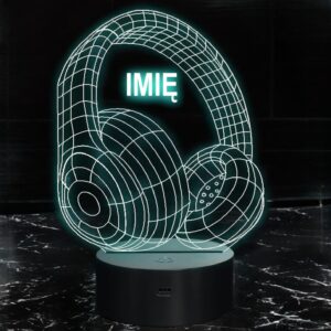 Lampka Nocna LED Z Imieniem Grawer Słuchawki na Prezent