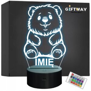 Lampka Nocna LED Z Imieniem Słodki Miś Polarny dla Dzieci na Prezent