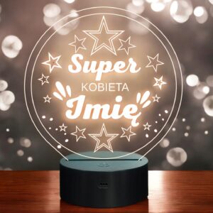 Lampka Nocna LED Statuetka Super Kobieta Dzień Kobiet na Prezent Grawer