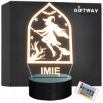 Lampka Nocna LED Imię Halloween Czarownica na Miotle Prezent Grawer