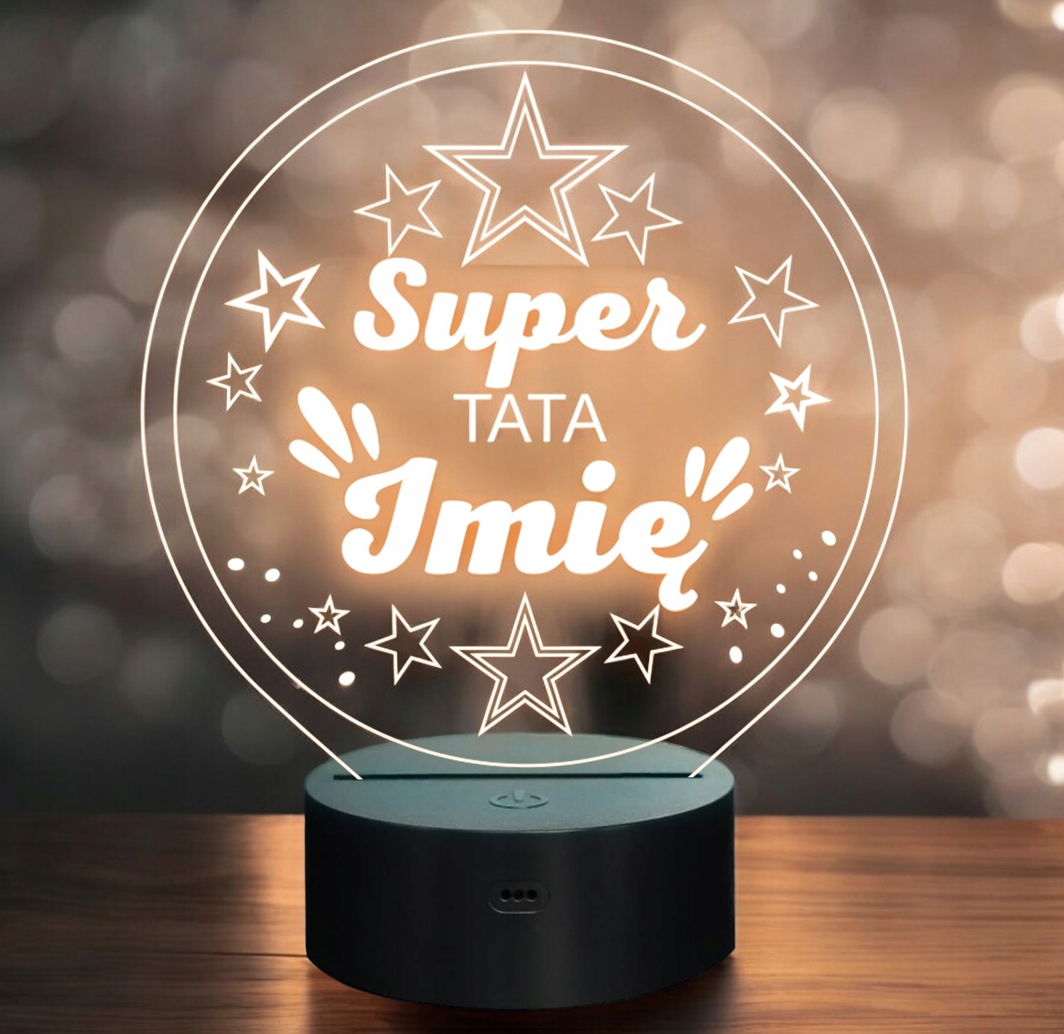 Lampka Nocna LED Statuetka Super Tata Rodzina na Prezent Grawer Lampka Nocna LED Statuetka Super Tata Rodzina na Prezent Grawer