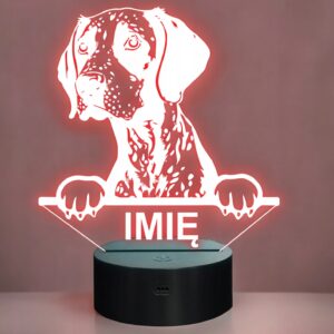 Lampka Nocna LED Wyżeł niemiecki Rasa Psa z Imieniem na Prezent v.1