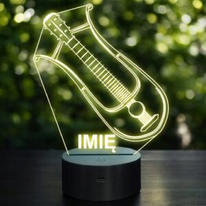 Lampka Nocna LED Imię Statuetka Mandolina Lutnia na Prezent Grawer v.2