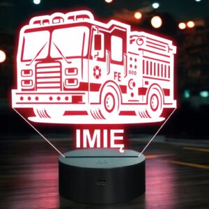 Lampka Nocna LED Imię Statuetka Wóz Straż Pożarna na Prezent Grawer v.2