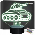 Lampka Nocna LED Imię Statuetka Czołg Wojskowy na Prezent Grawer v.3