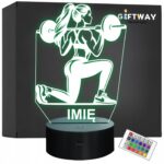 Lampka Nocna LED Imię Kulturystka Siłownia Sztanga na Prezent Grawer v.1