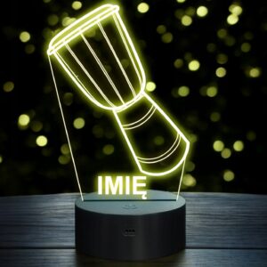 Lampka Nocna LED Imię Statuetka Bębenek Djembe na Prezent Grawer